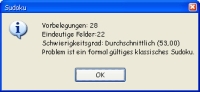 Infobox mit Angabe des Schwierigkeitgrads des Sudokus
